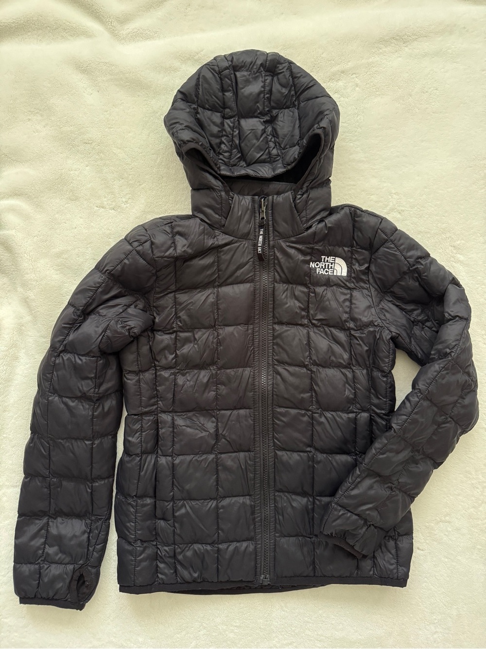 The North Face Kids ThermoBall Eco Hooded Jacket in the TNF Black